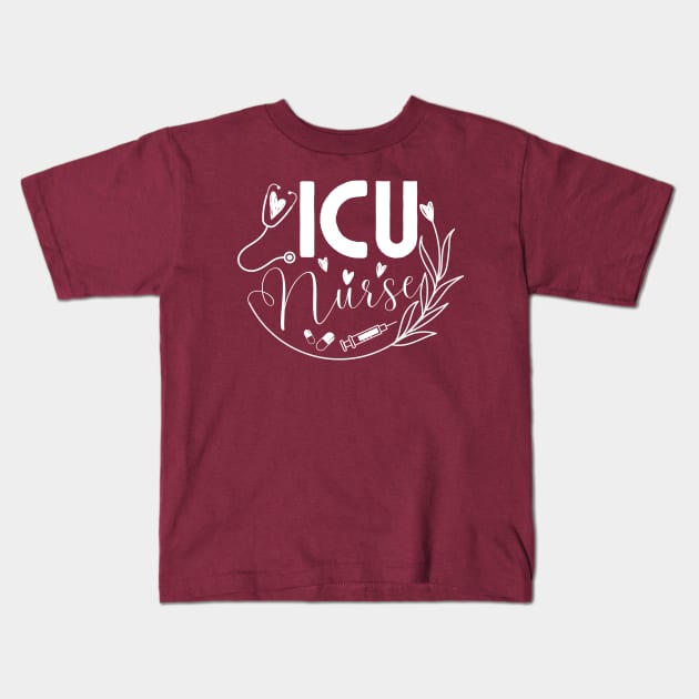 ICU Nurse Kids T-Shirt by JunThara